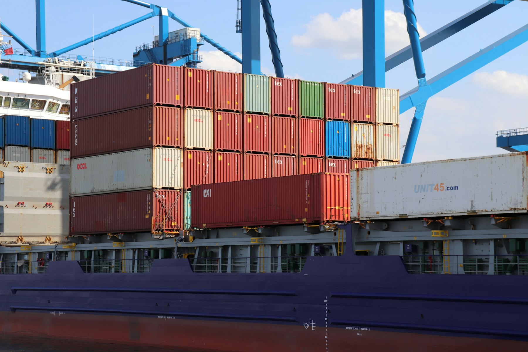 A container ship carrying international freight